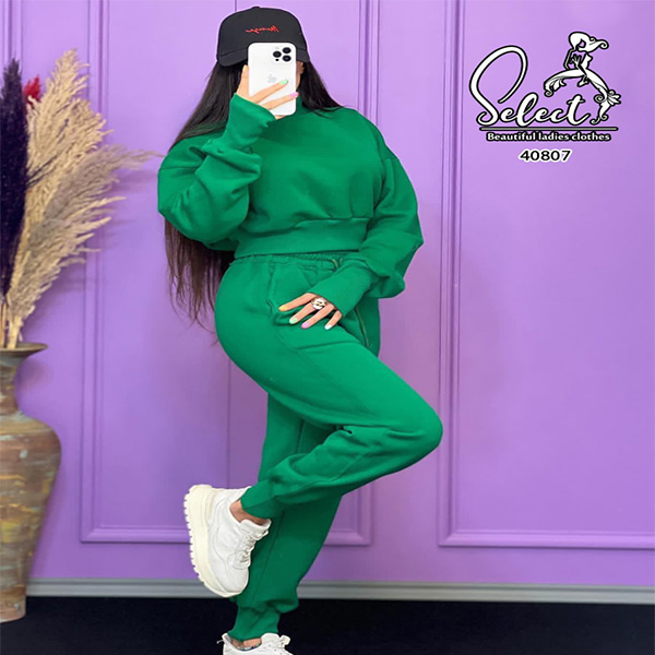ست کراپ و شلوار پوشاک لوکس