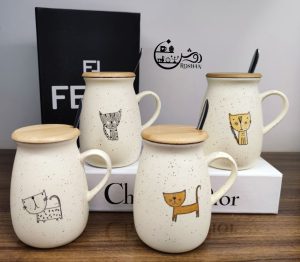 ماگ گربه درب بامبو
