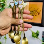 قاشق شربت خوری مدل قلب طلایی