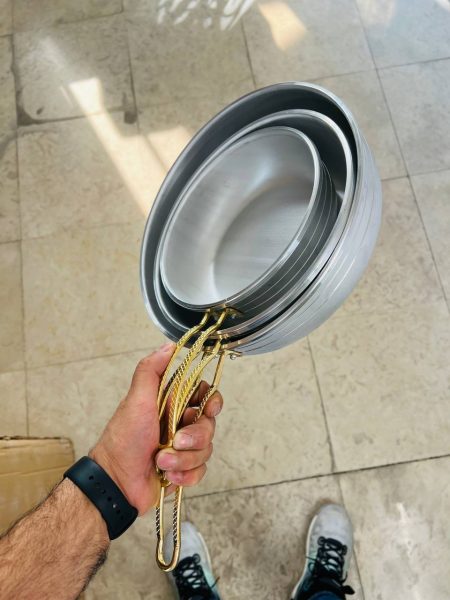 تابه کاسیو ۳تایی دسته طلایی