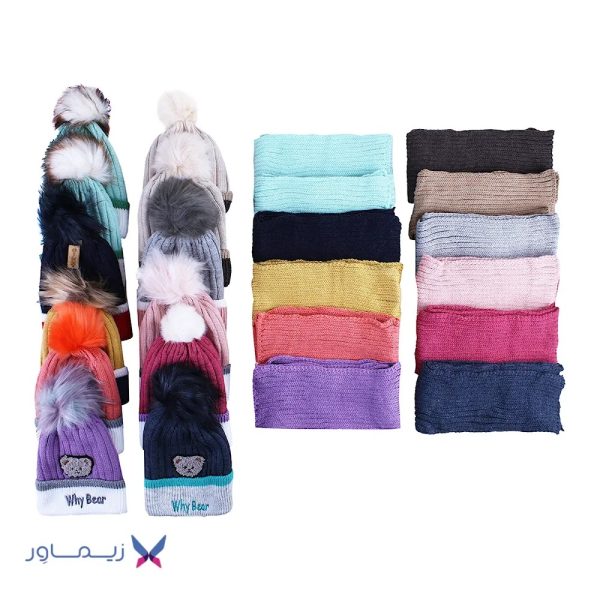 ست کلاه و شال بچگانه طرح عروسکی