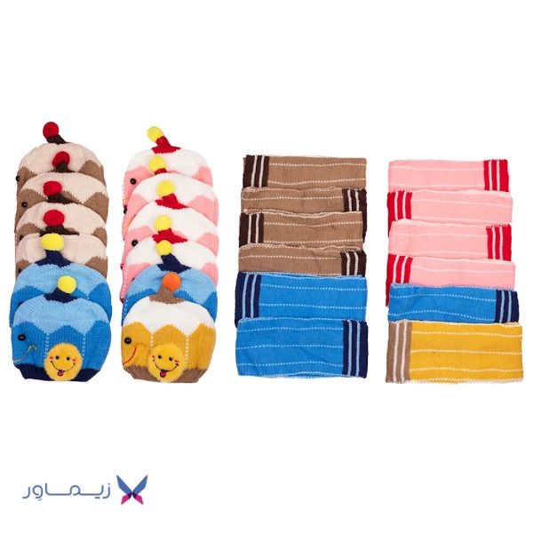 ست کلاه و شال بچگانه طرح عروسکی