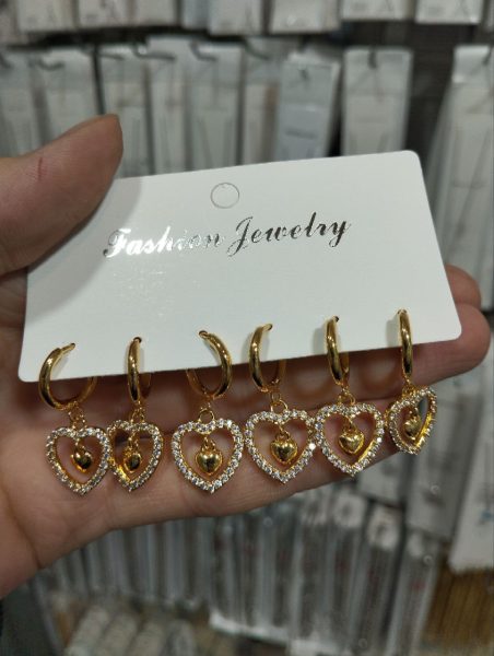 گوشواره حلقه ای پلاک جواهری
