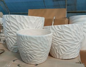 گلدان سرامیکی برگی ۳تایی