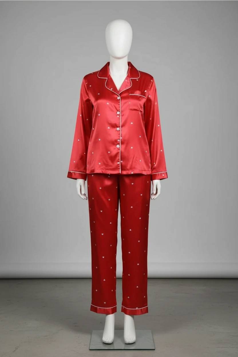 لباس خواب ساتن مدل پیراهن شلوار