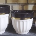 گلدان سرامیکی قاشقی ۲رنگ ۳تایی