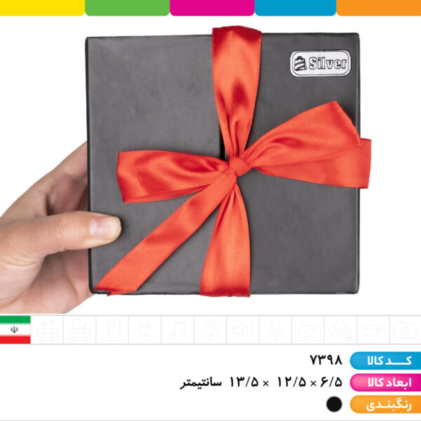باکس نگین روبان دار سیلور سایز ۲