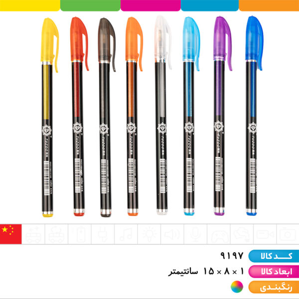 خودکار رنگی اکلیلی نئونی ۸ رنگ