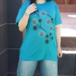 تیشرت قواره دار جلو نگینی