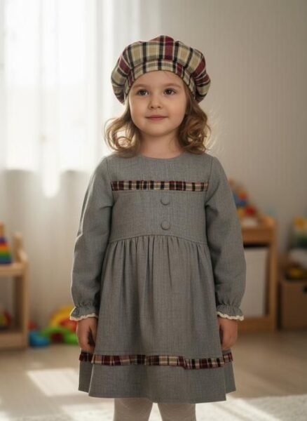 سارافون دخترانه پشمی با کلاه