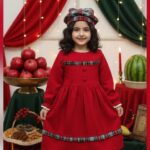 سارافون دخترانه پشمی با کلاه