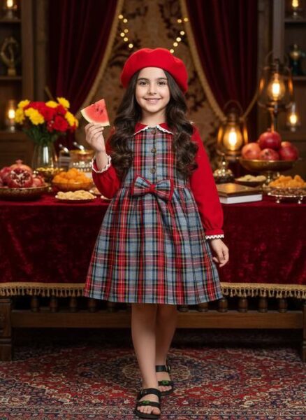 سارافون پشمی چارخونه با کلاه