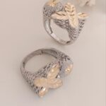 انگشتر زنانه تراش دو رنگ