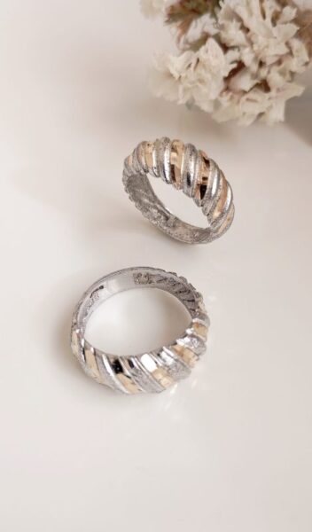 انگشتر زنانه تراش دو رنگ