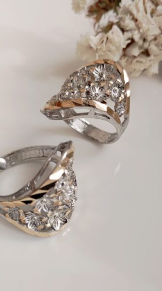 انگشتر زنانه تراش دو رنگ