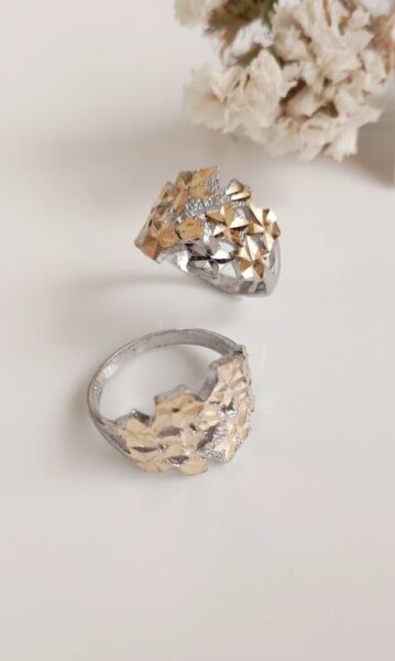 انگشتر زنانه تراش دو رنگ