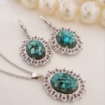 نیم ست نقره روس فیروزه اصل نیشابور