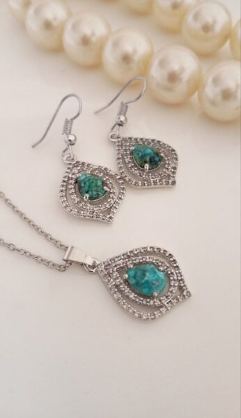 نیم ست نقره روس فیروزه اصل نیشابور