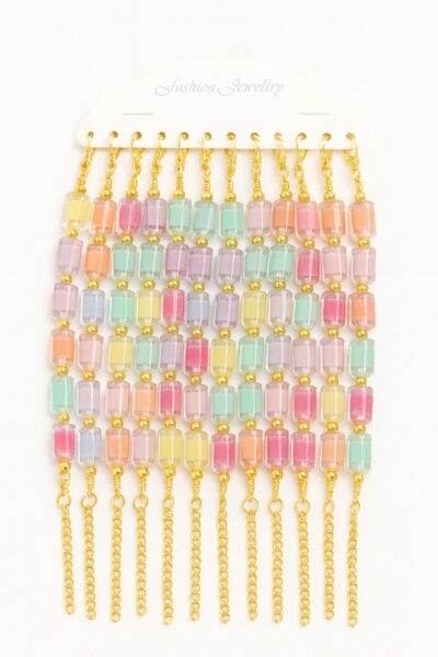 دستبند استوانه رنگی شیشه ای