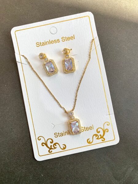 نیم ست گردنبند و گوشواره کوارتز