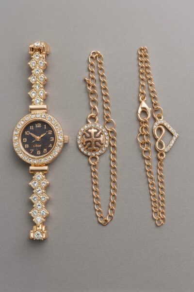 ساعت ظریف زنانه دو دستبندی