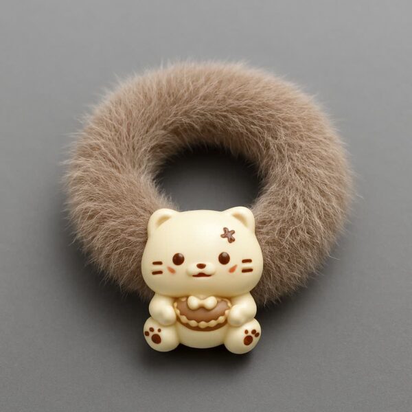 کش کارتی خز عروسکی قهوه ای