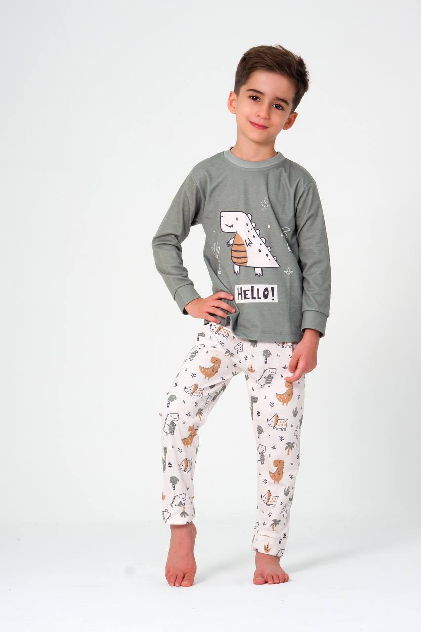 بلوز و شلوار طرح دایناسور سبز (نسل جدید)