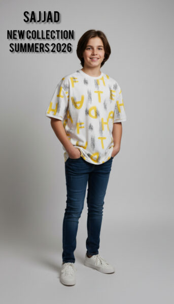 تیشرت تک پسرانه طرح لاتین