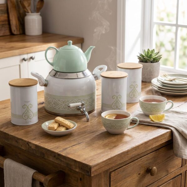 ست ۵ پارچ چای خوری، کتری و قوری