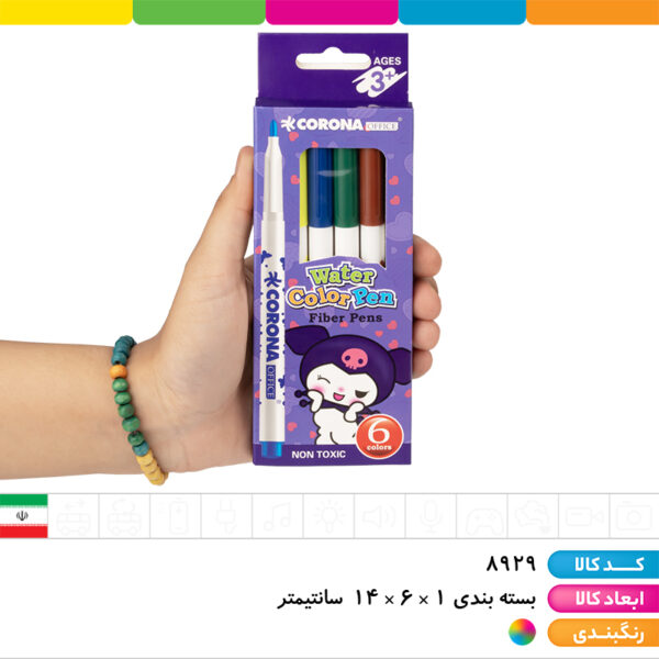 ماژیک ۶ رنگ مقوایی کرونا