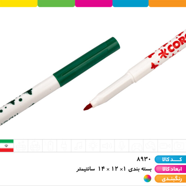 ماژیک ۱۲ رنگ مقوایی کرونا