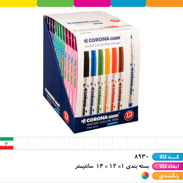 ماژیک ۱۲ رنگ مقوایی کرونا