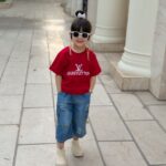 تی شرت گلدوزی شلوارک لی کاغذی
