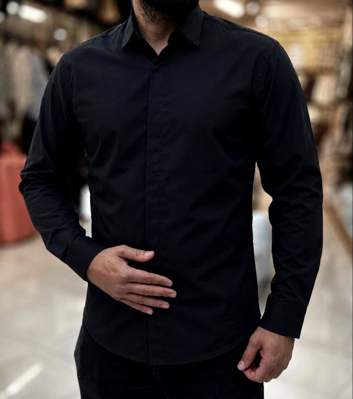پیراهن محرمی دکمه مخفی