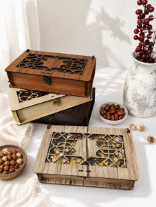 باکس چوبی کادویی طرح ستاره قفلدار